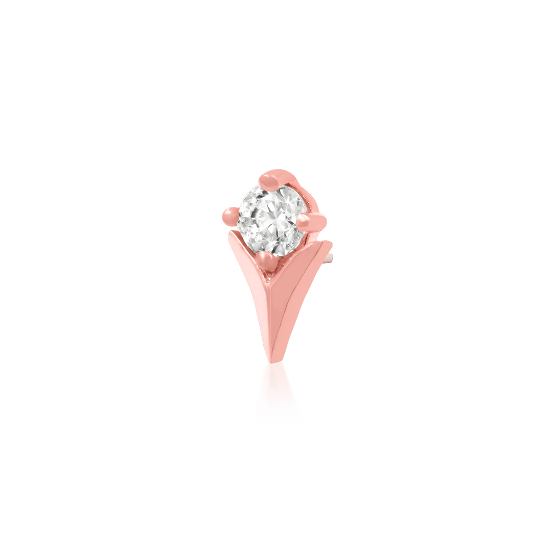 TULIP WITH CZ STONE-14K GOLD piercing-zone.com