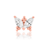Side angle of Vander in rose gold – open wing silhouette with sparkle