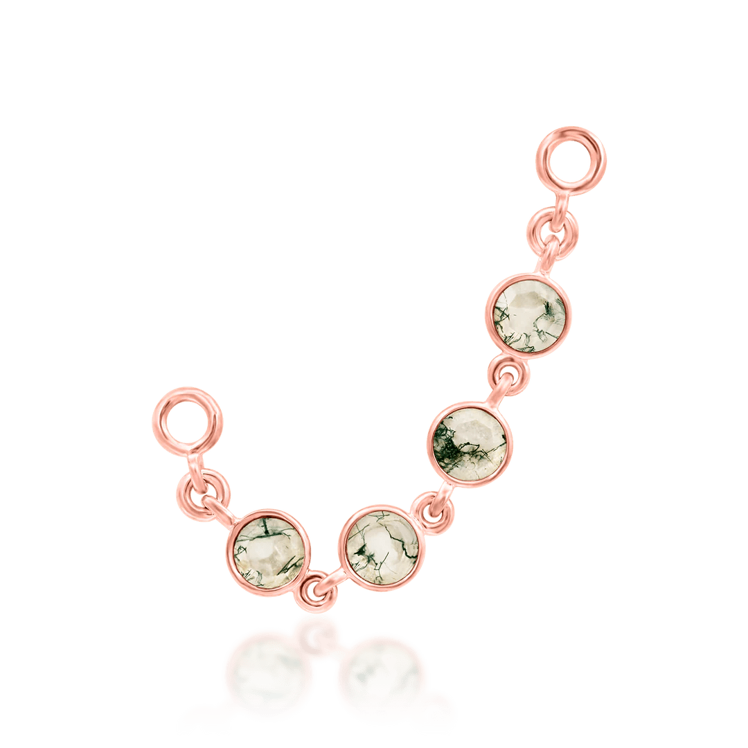 Vanja II – 14K Gold & Moss Agate Chain Threadless End