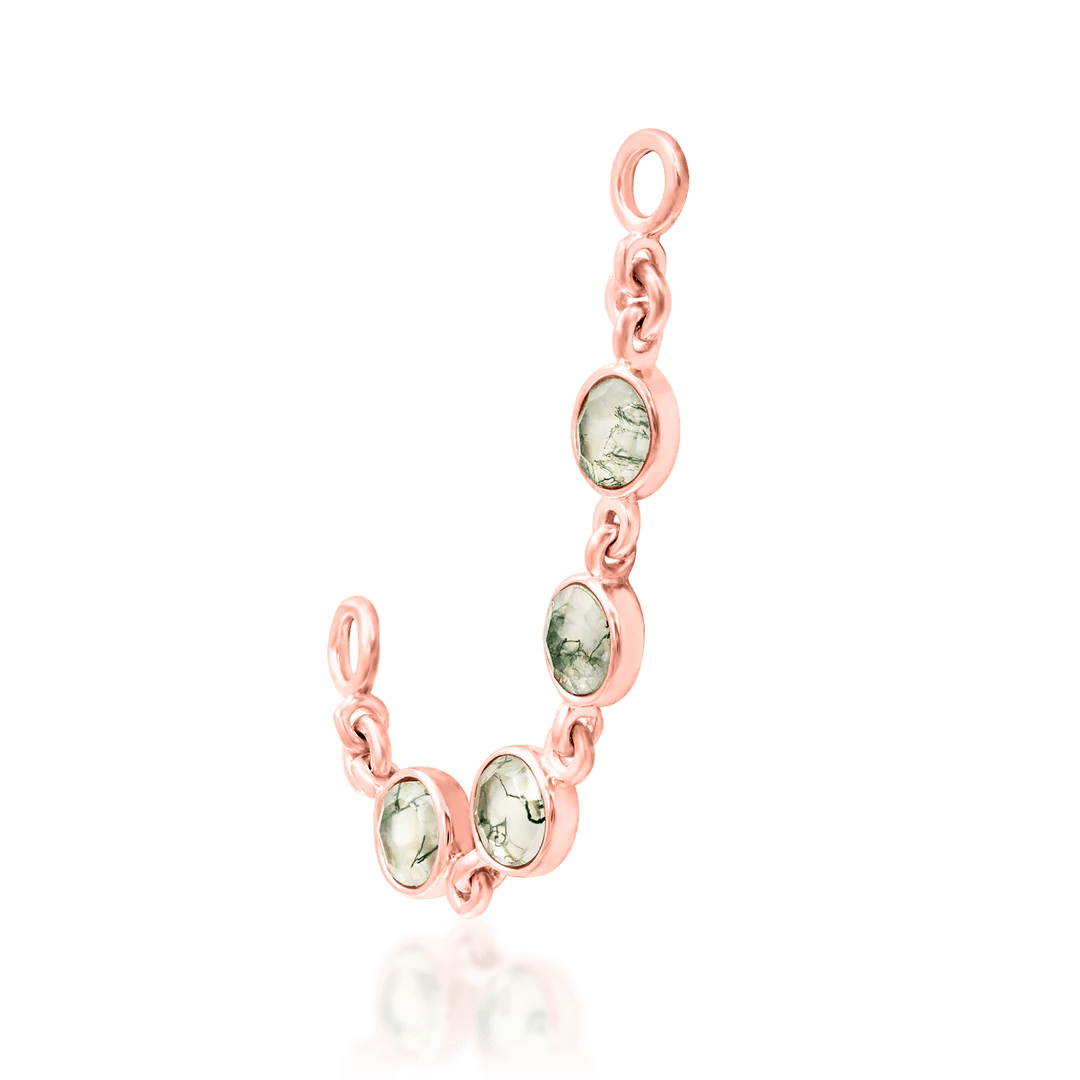 Vanja II – 14K Gold & Moss Agate Chain Threadless End