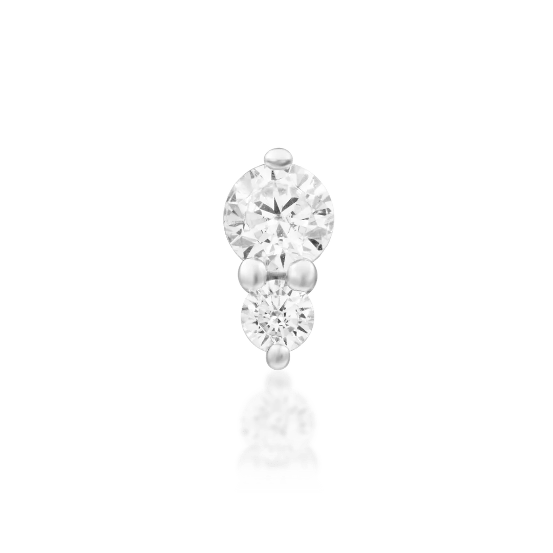 Front view of Aman in white gold – elegant CZ duo design
