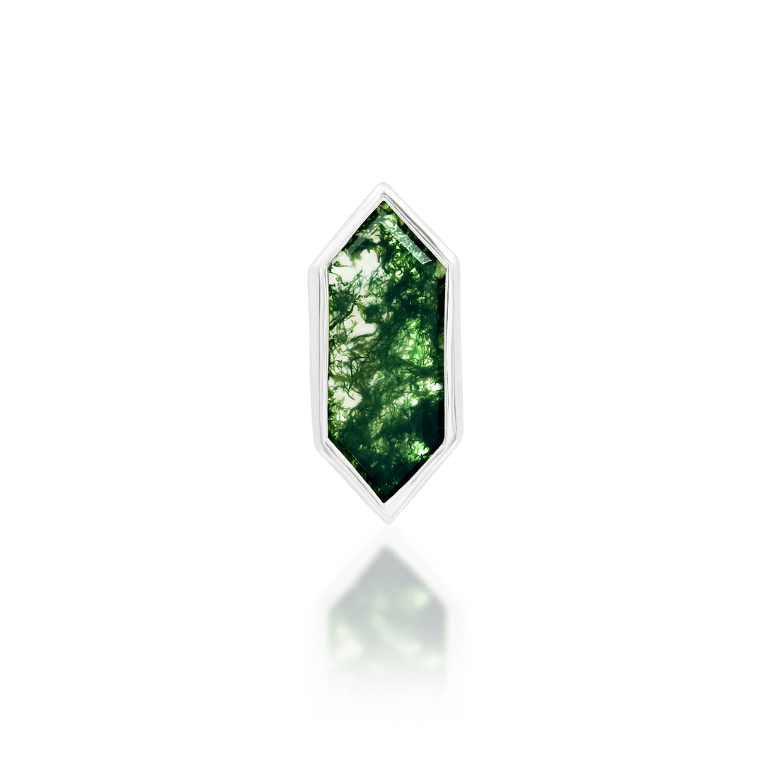 Aurelia – 14K Gold Moss Agate Threadless End