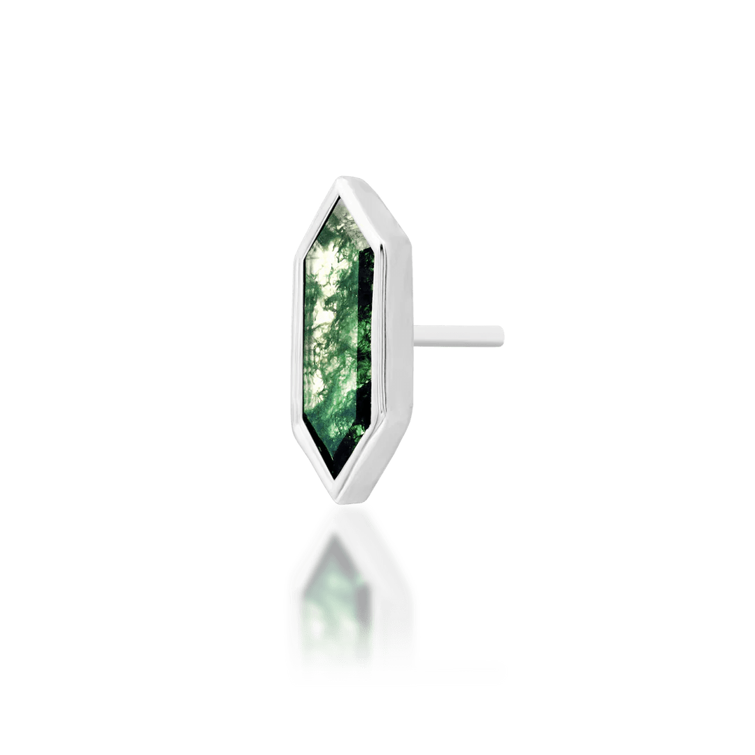 Aurelia – 14K Gold Moss Agate Threadless End