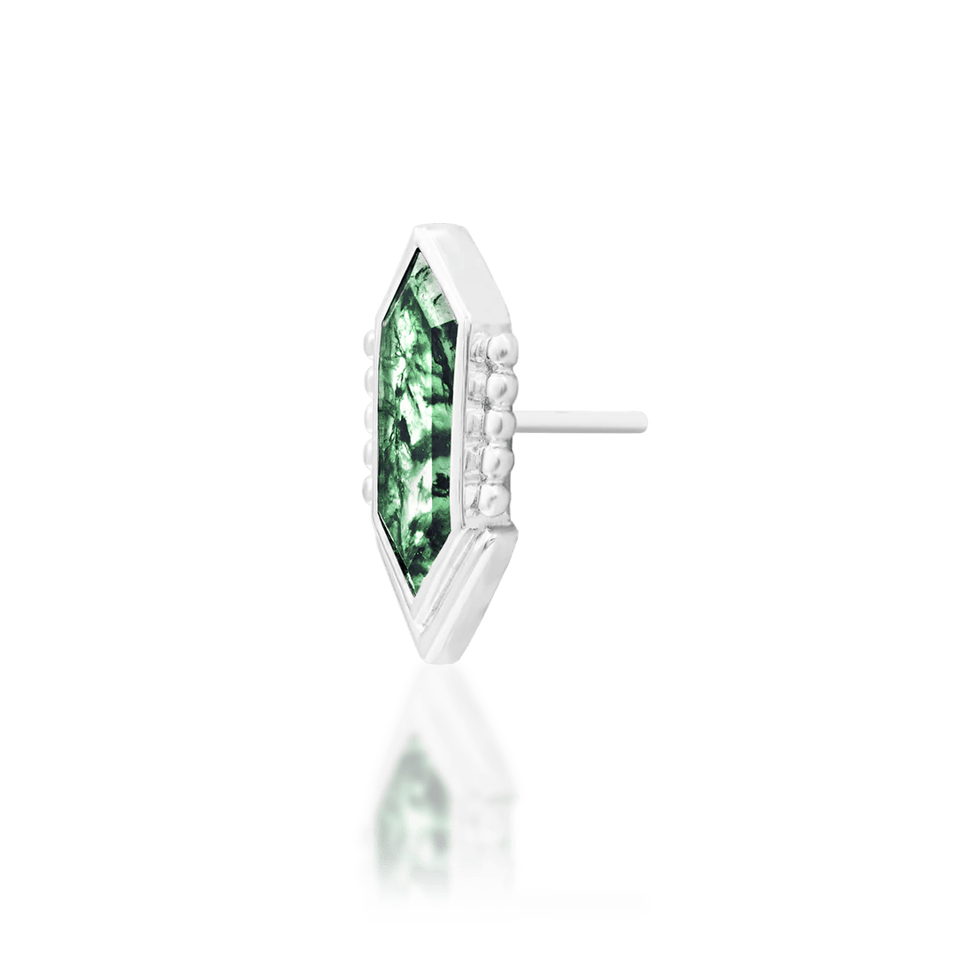 Avalon – 14K Gold Moss Agate Threadless End