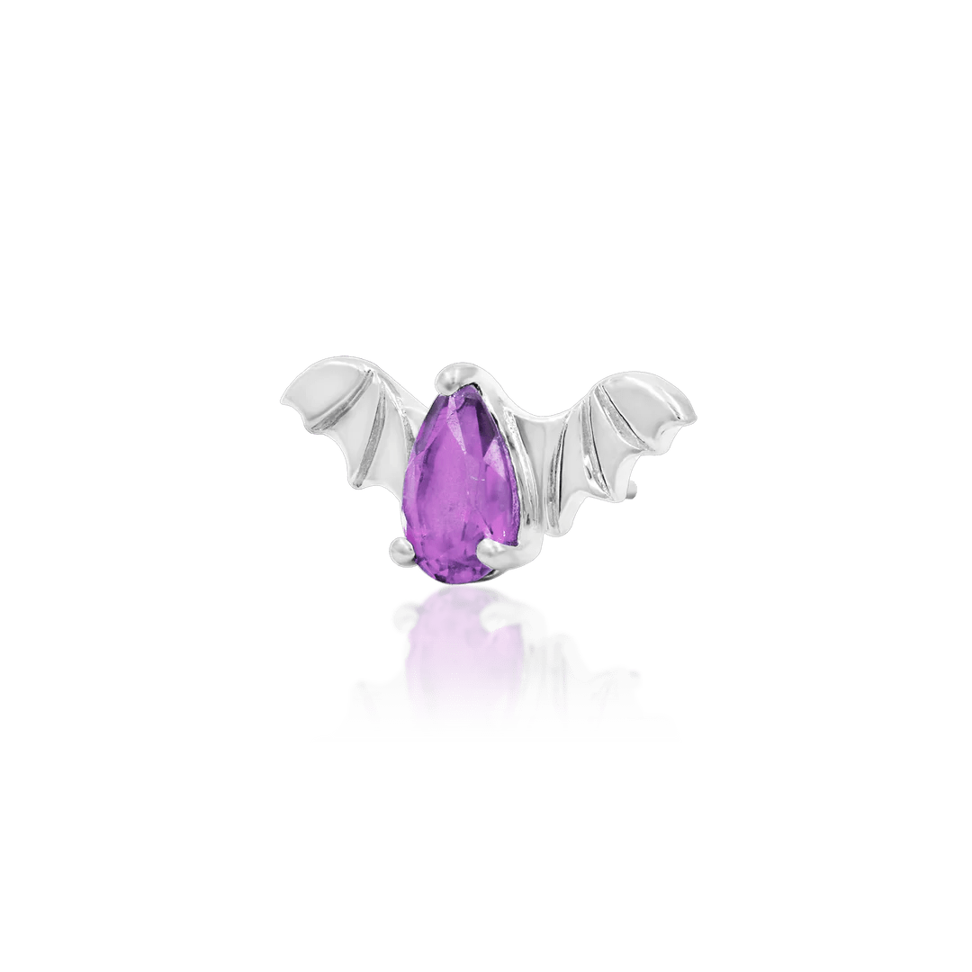 BAT WITH AMETHYST CZ 14K GOLD - THREADLESS END piercing-zone.com