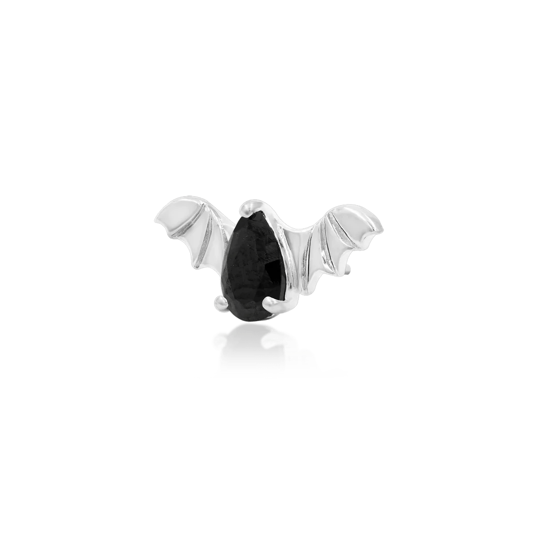 BAT WITH BLACK CZ 14K GOLD - THREADLESS END piercing-zone.com