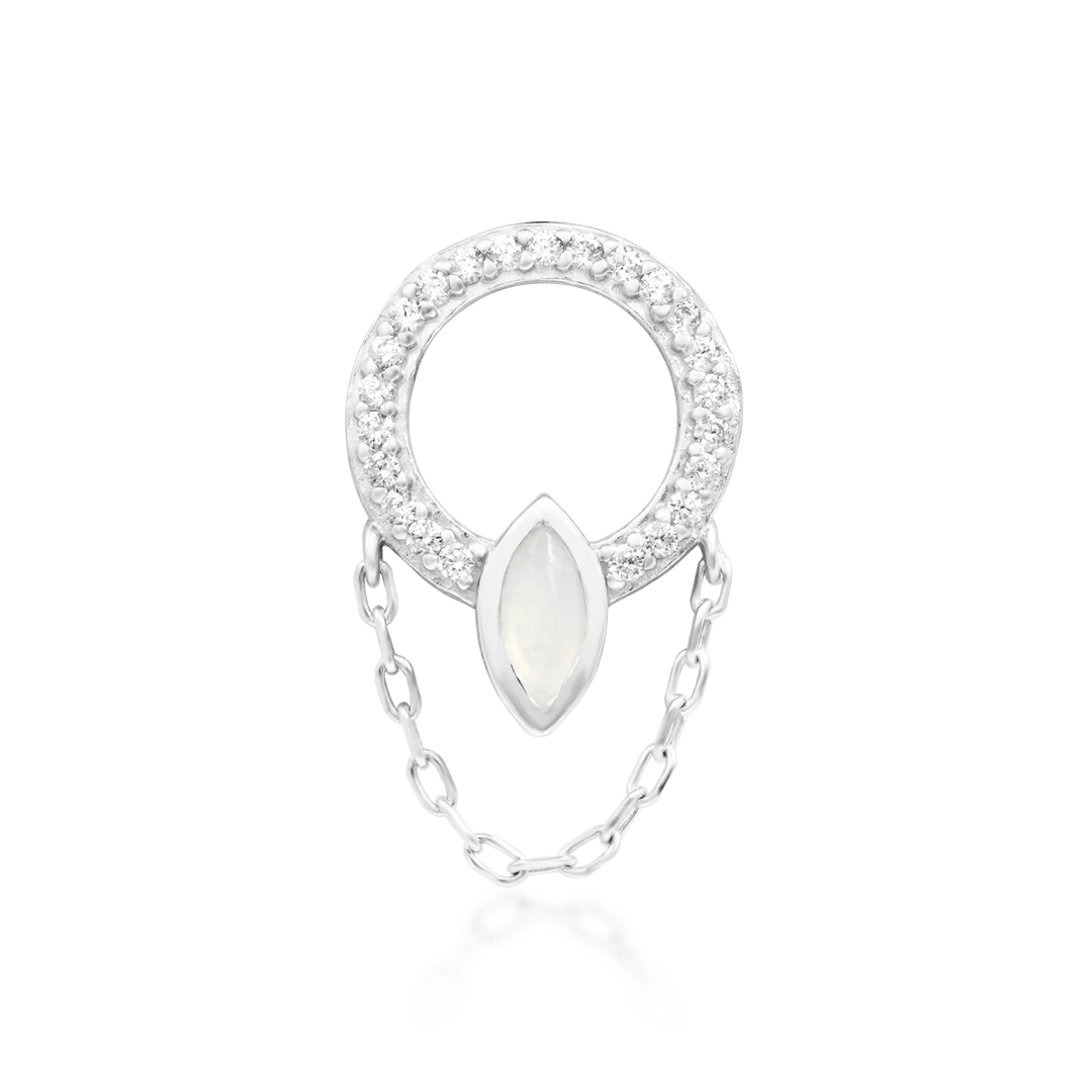 Brenna – 14K Gold Moonstone & CZ Threadless End