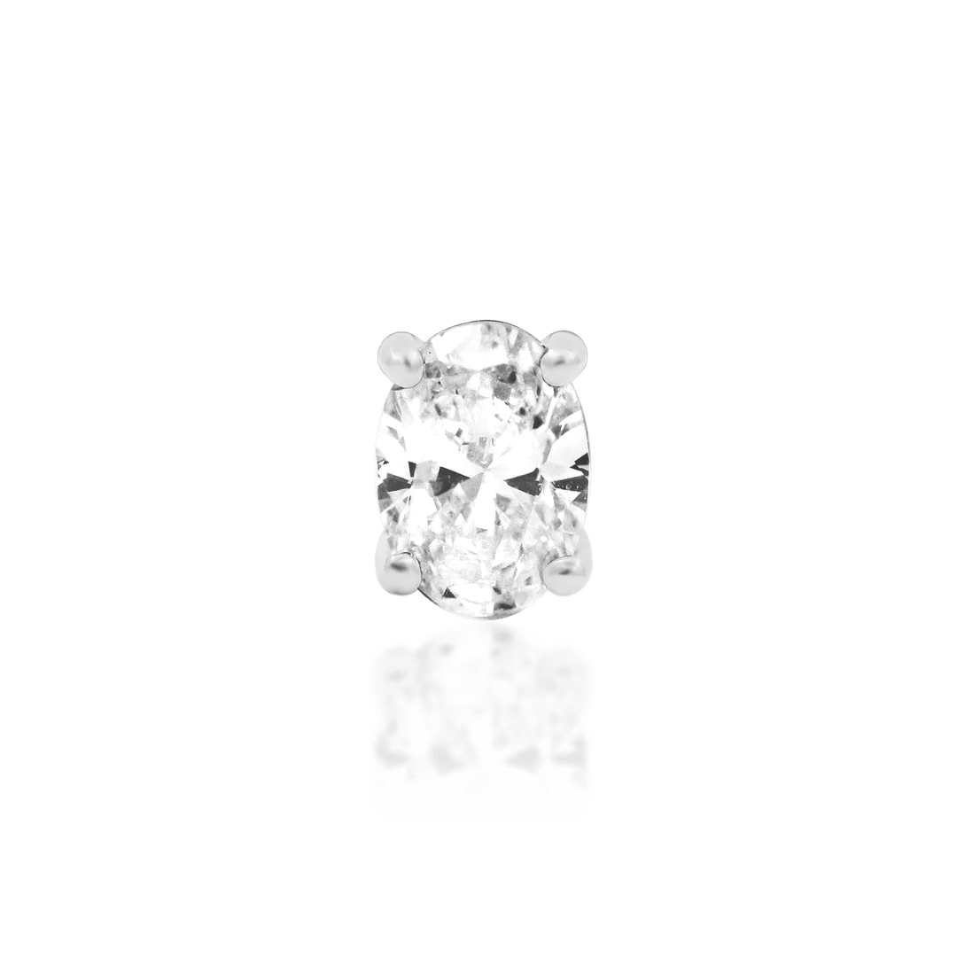 Diamond Oval - Threadless End - 14K Gold