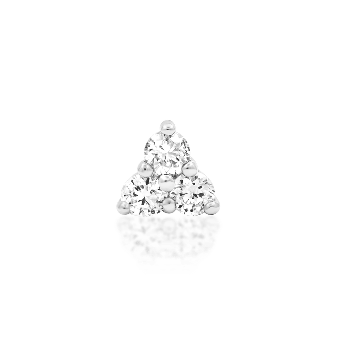 Diamond Trinity Threadless End – 14K Gold