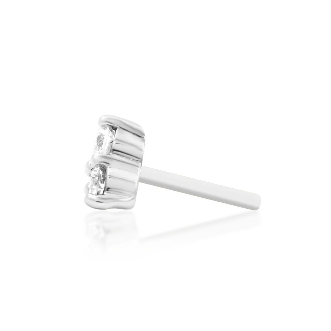 Diamond Trinity Threadless End – 14K Gold