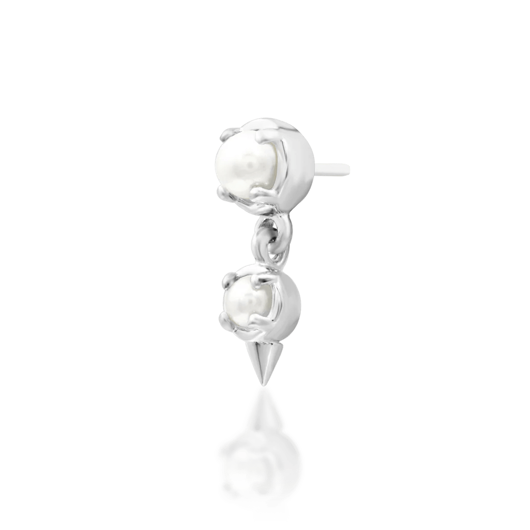 Vertical 14K gold threadless end for flat or helix piercing