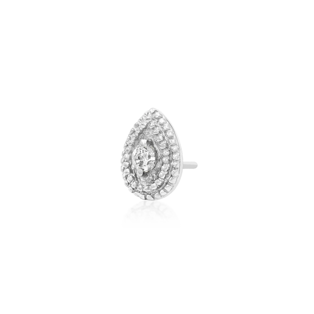 PEAR CZ DOUBLE MILLGRAIN-14K GOLD piercing-zone.com