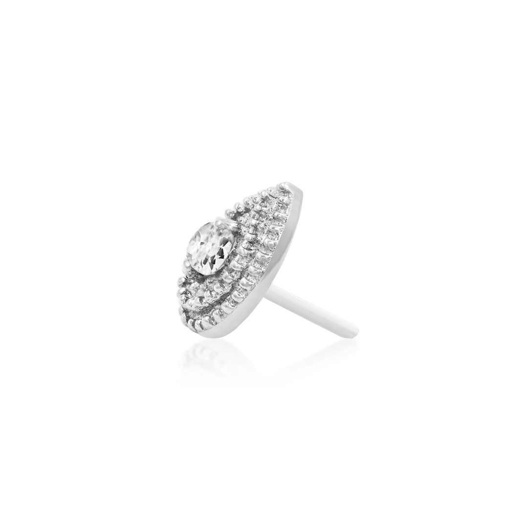 PEAR CZ DOUBLE MILLGRAIN-14K GOLD piercing-zone.com