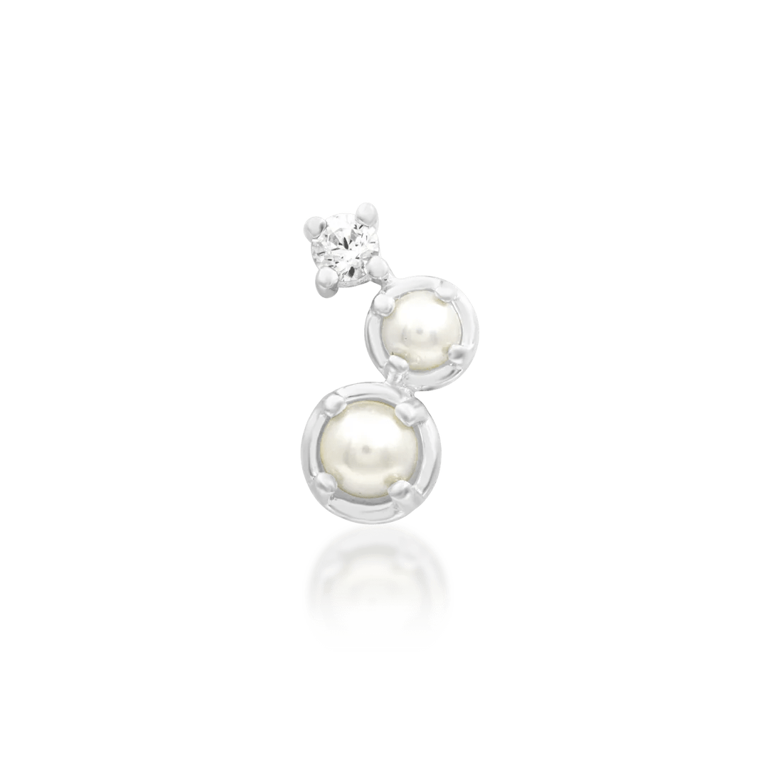 Gatsy Deco – Pearl & CZ Accent – 14K Gold Threadless End