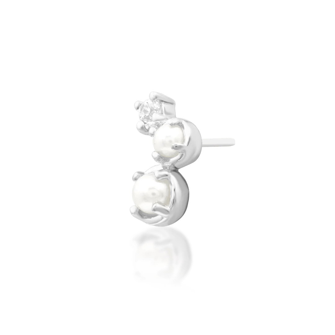 Gatsy Deco – Pearl & CZ Accent – 14K Gold Threadless End