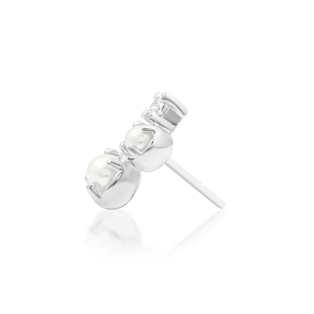 Gatsy Deco – Pearl & CZ Accent – 14K Gold Threadless End