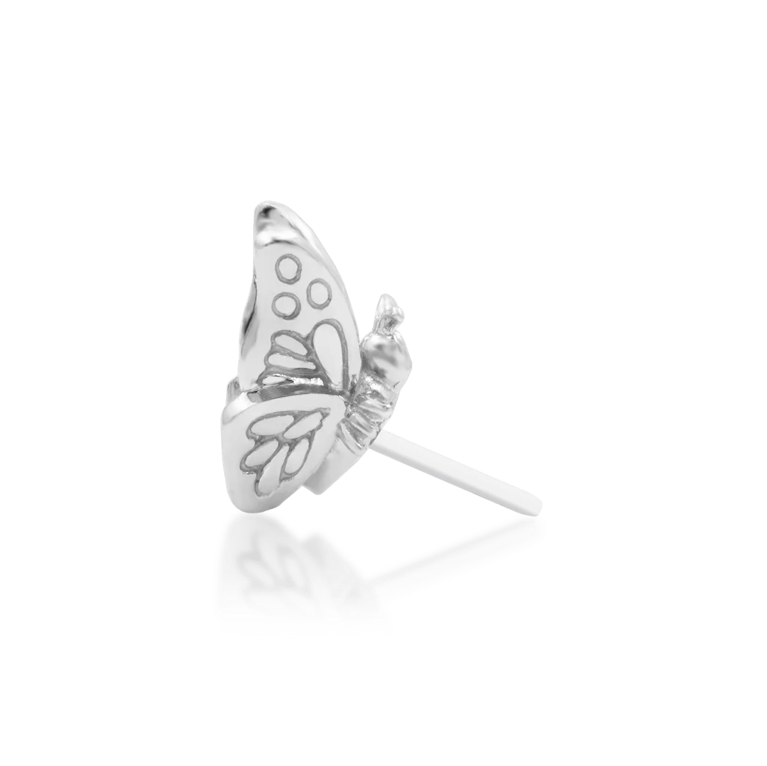 Back view showing universal threadless pin on butterfly charm