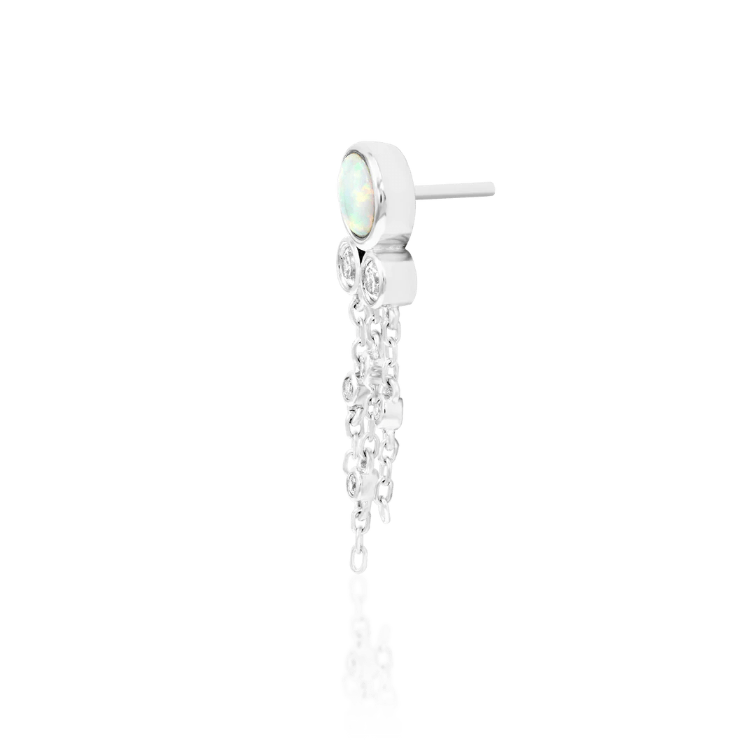 Maeve Chains Faux Opal & Cubic Zirconia – 14K Gold Threadless End