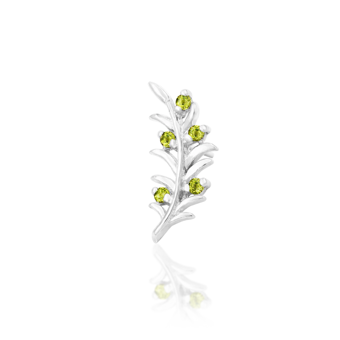 Olive Branch – Peridot CZ Curve – 14K Gold Threadless End