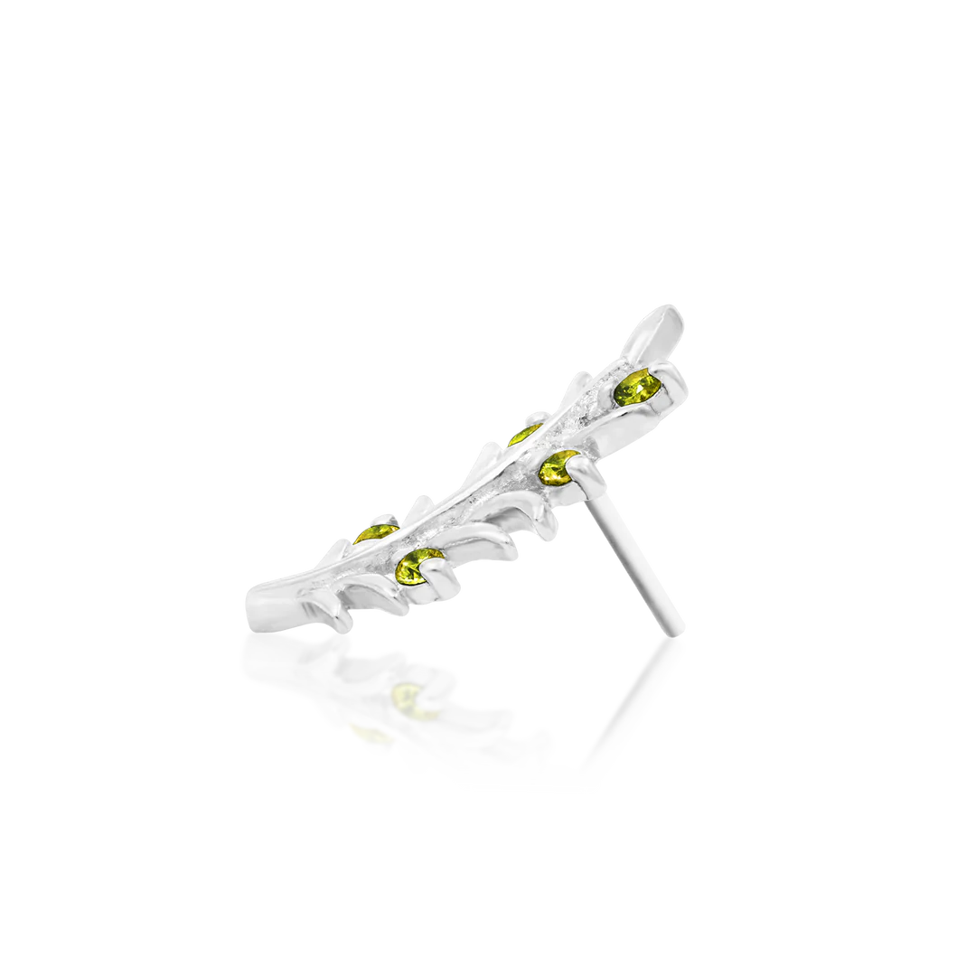 Olive Branch – Peridot CZ Curve – 14K Gold Threadless End