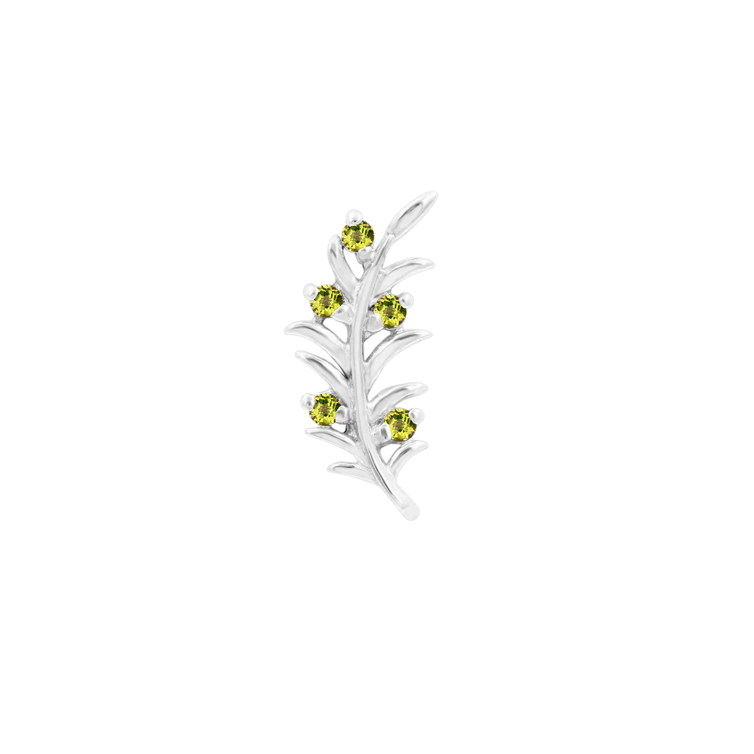 Olive Branch – Peridot CZ Curve – 14K Gold Threadless End