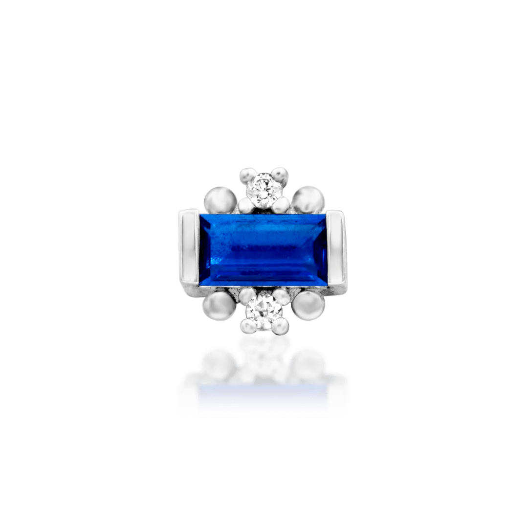 Blue CZ cluster jewelry piece Tina in 14K white gold – close-up on white background