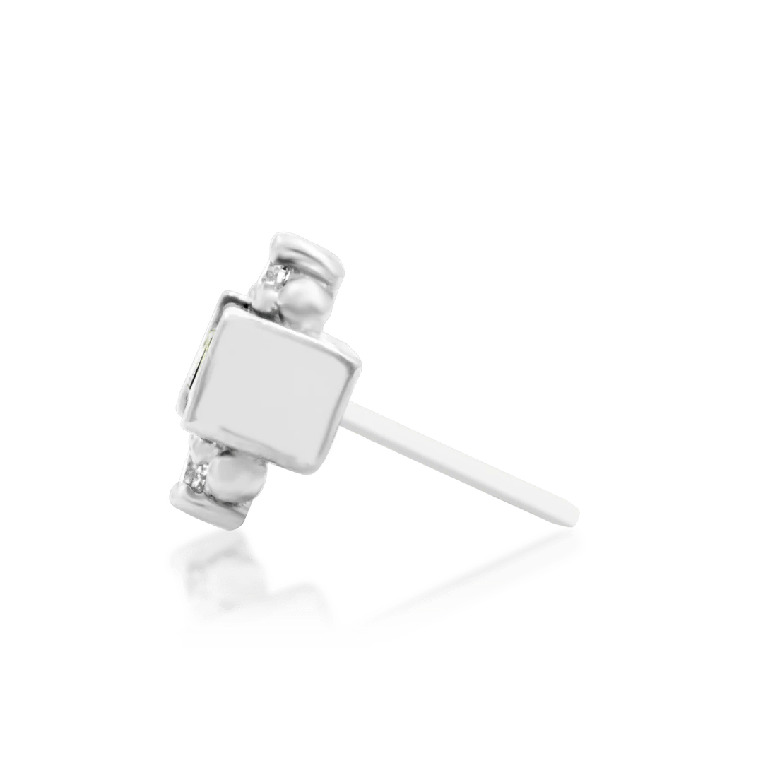 Tina threadless end on jewelry tray with conch and flat piercing jewelry – lifestyle composition