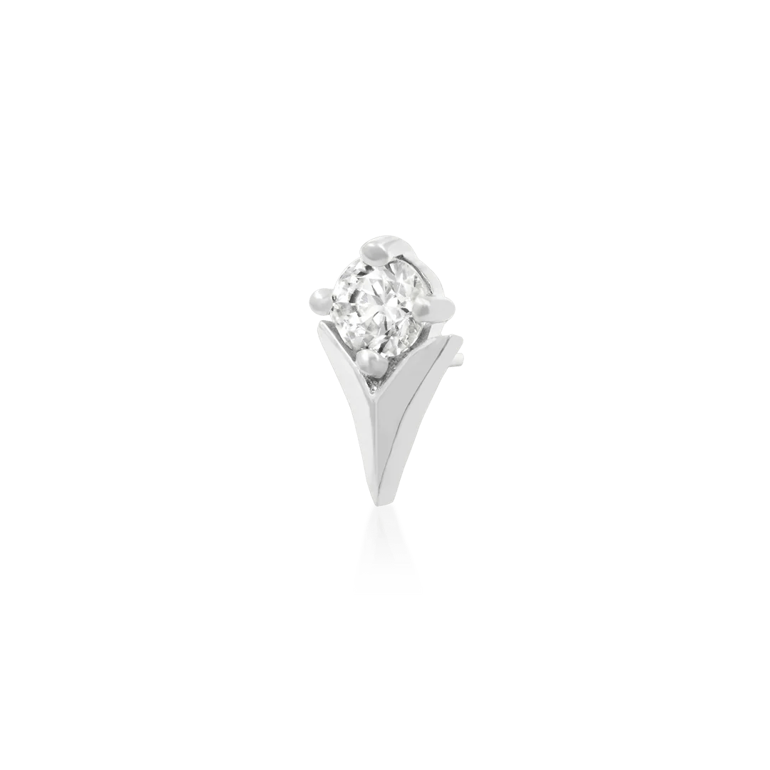 TULIP WITH CZ STONE-14K GOLD piercing-zone.com
