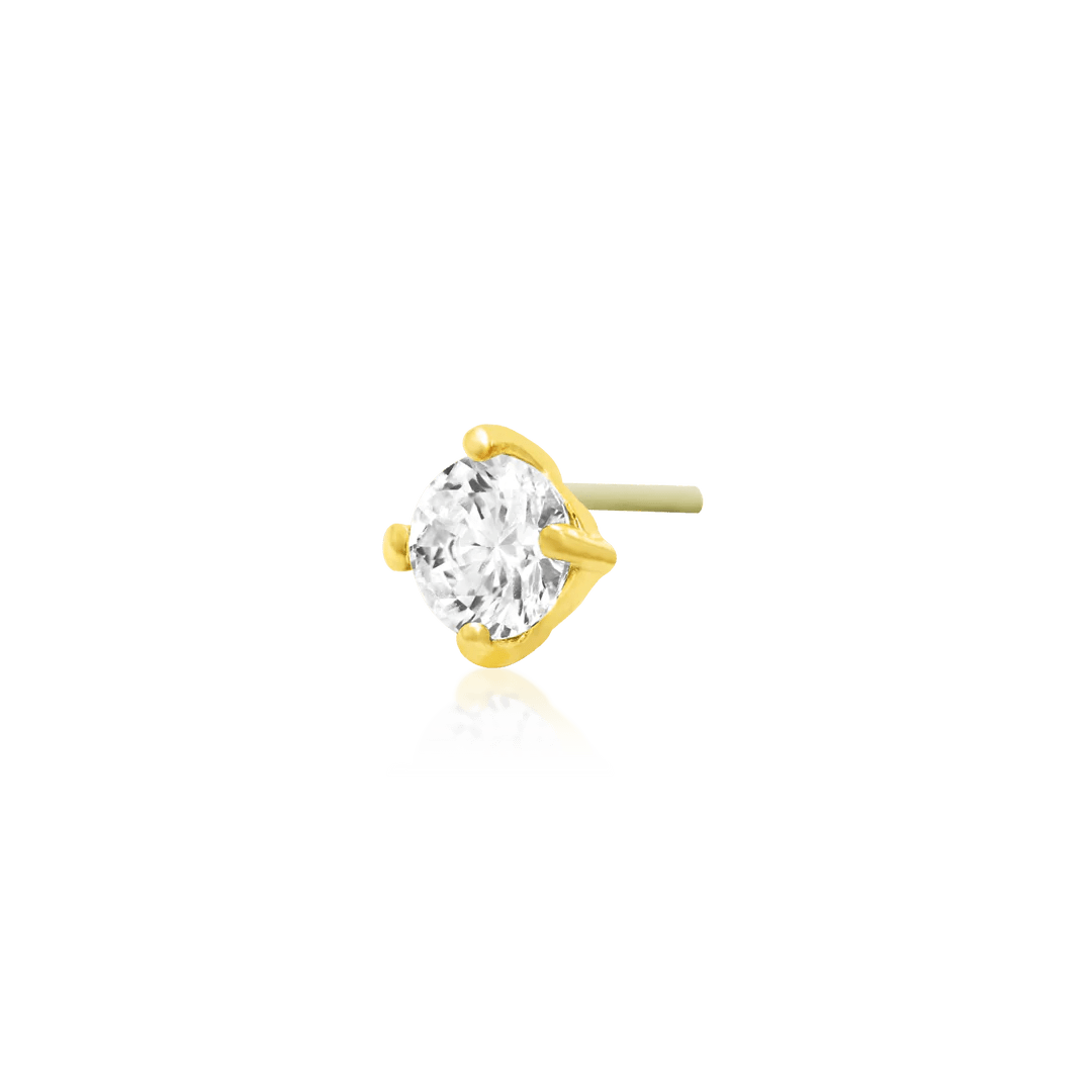 4 PRONG-SET CZ STONE-14K GOLD piercing-zone.com
