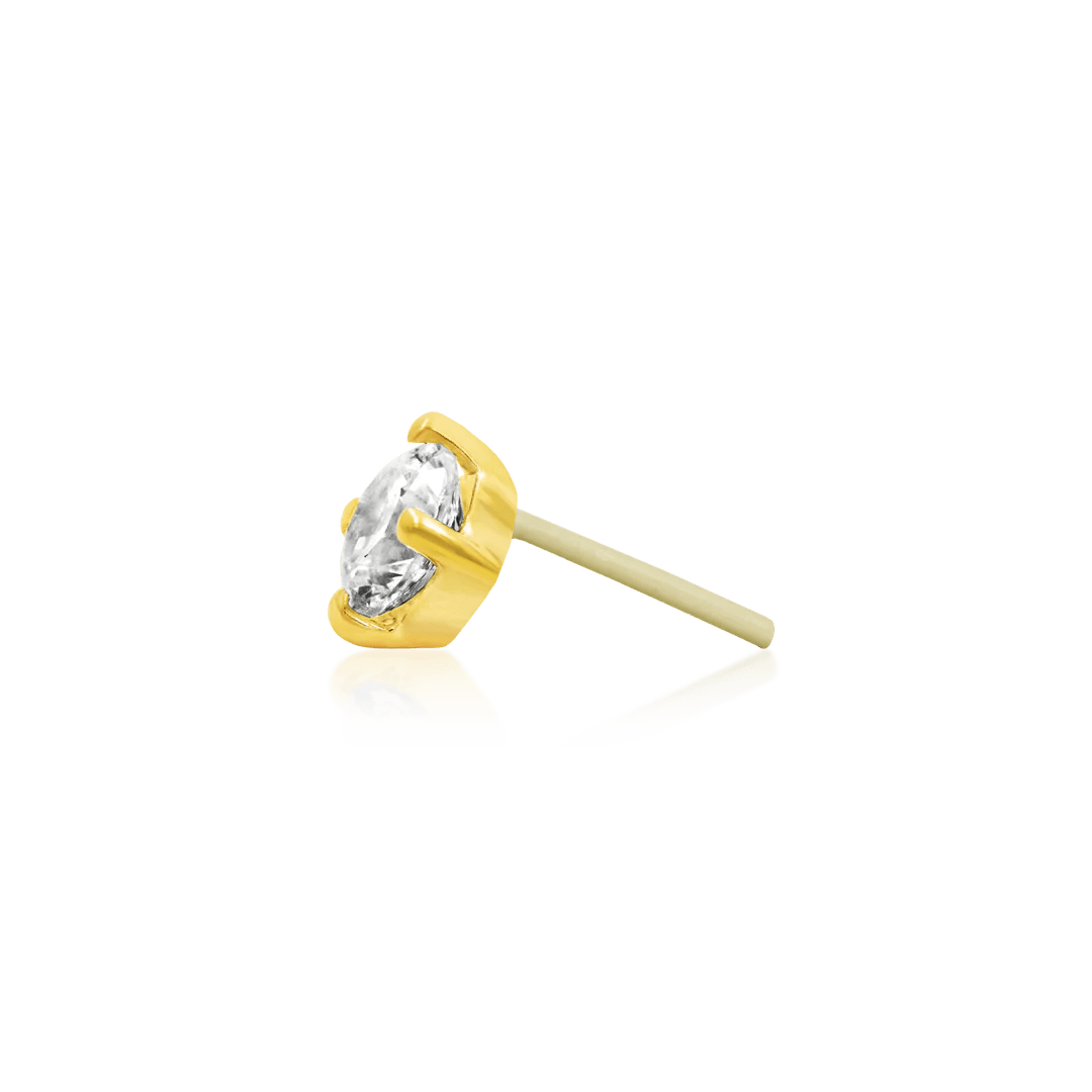 4 PRONG-SET CZ STONE-14K GOLD piercing-zone.com