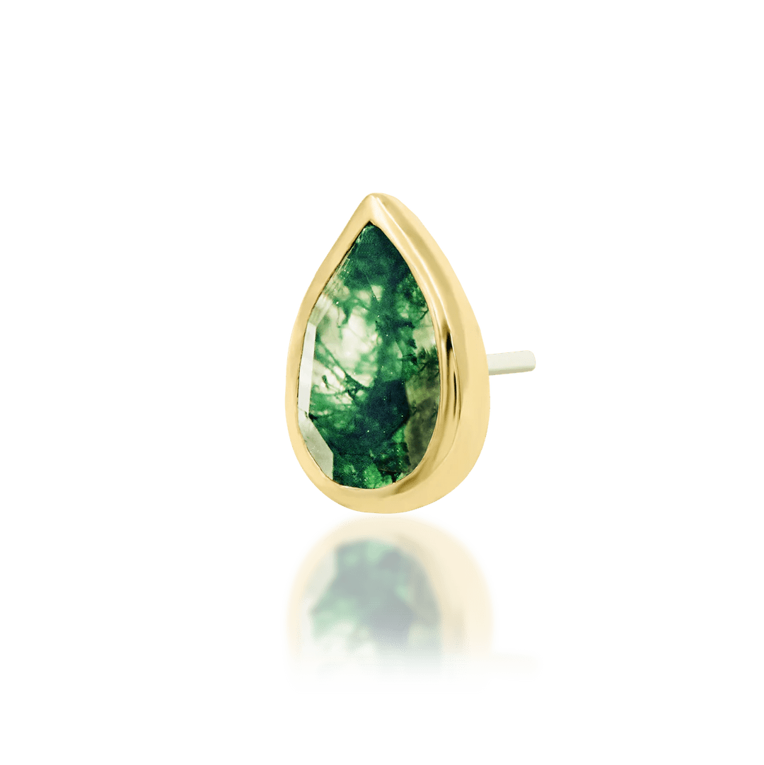 Aeverie – 14K Gold Moss Agate Threadless End