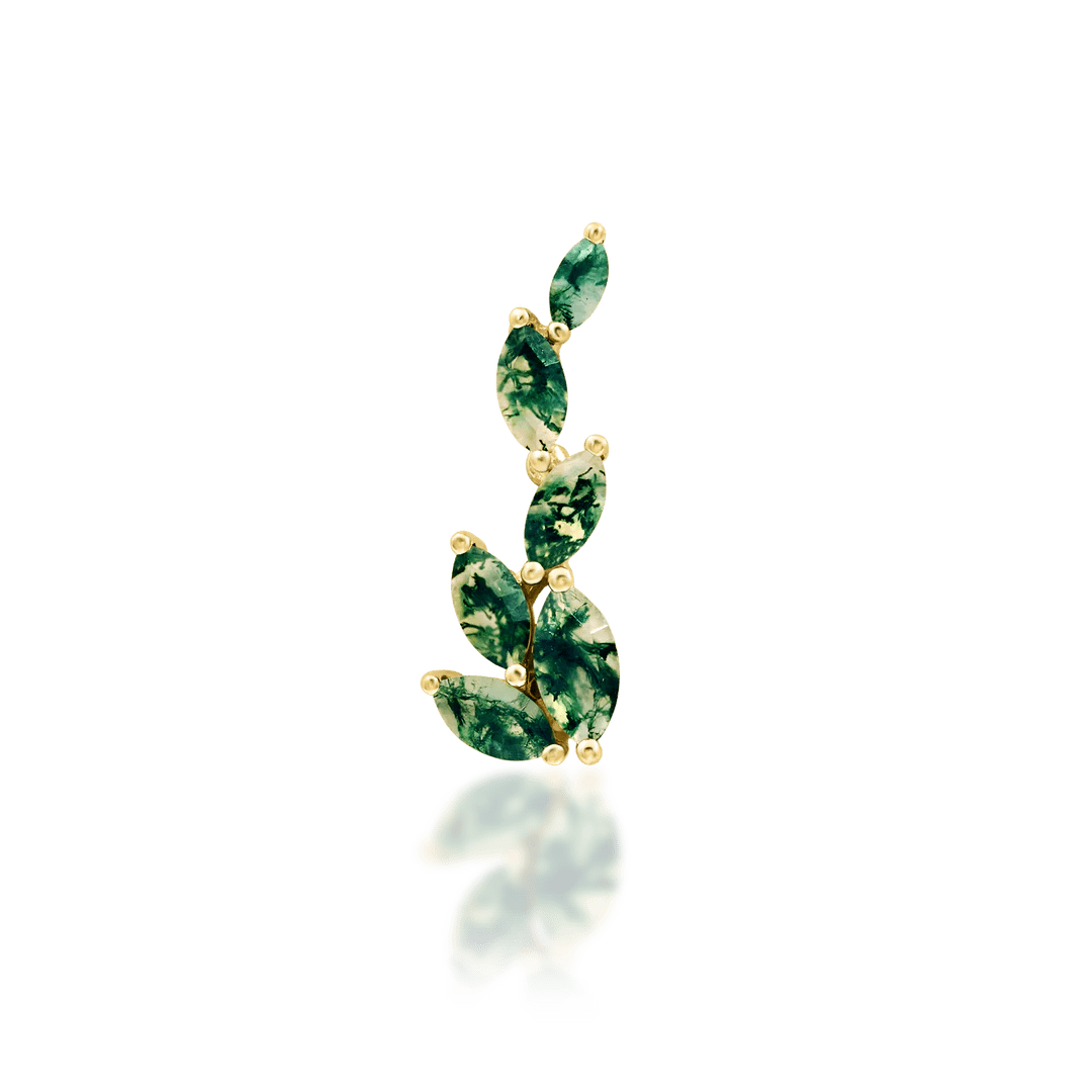 Agatha – 14K Gold Moss Agate Threadless End