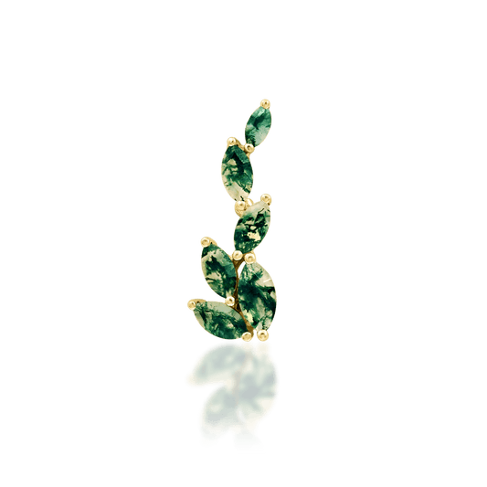 Agatha – 14K Gold Moss Agate Threadless End