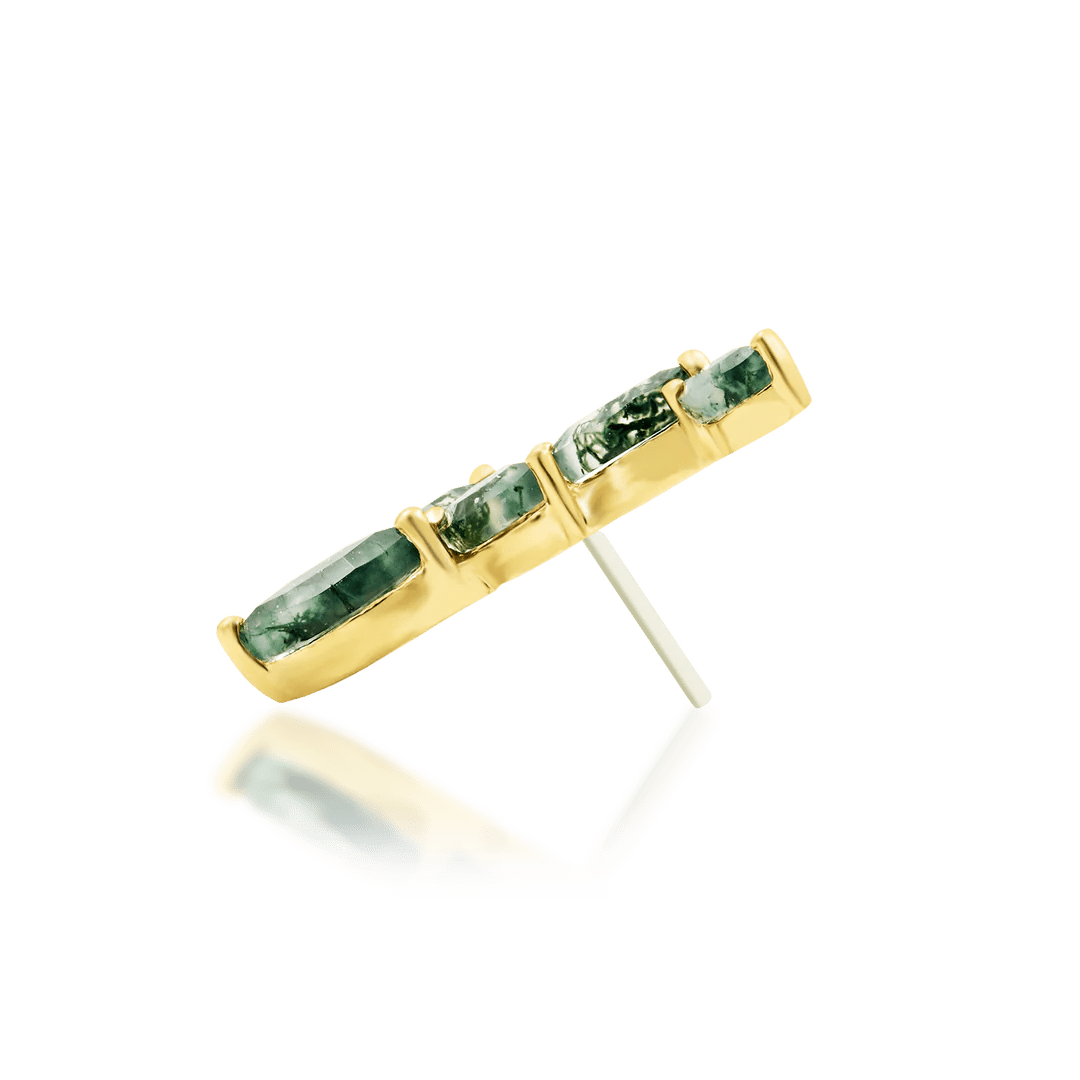 Agatha – 14K Gold Moss Agate Threadless End