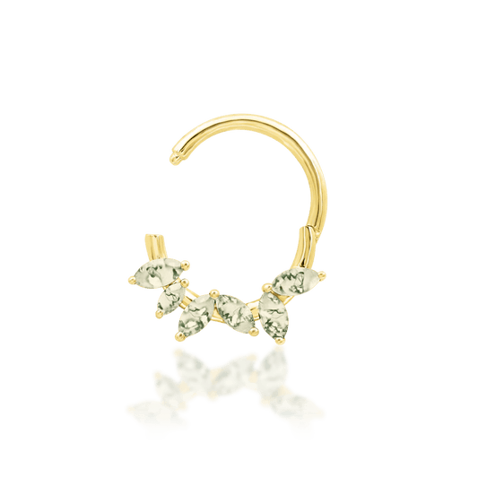 Alicia – 14K Gold Moss Agate Clicker Ring