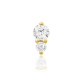 Aman threadless end in 14k yellow gold – two white CZ stones in vertical layout


