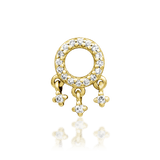 Amaze threadless end in 14k yellow gold – front view with diamond circle and charms