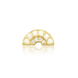 Archly threadless end in 14k yellow gold – front view with opals and CZs