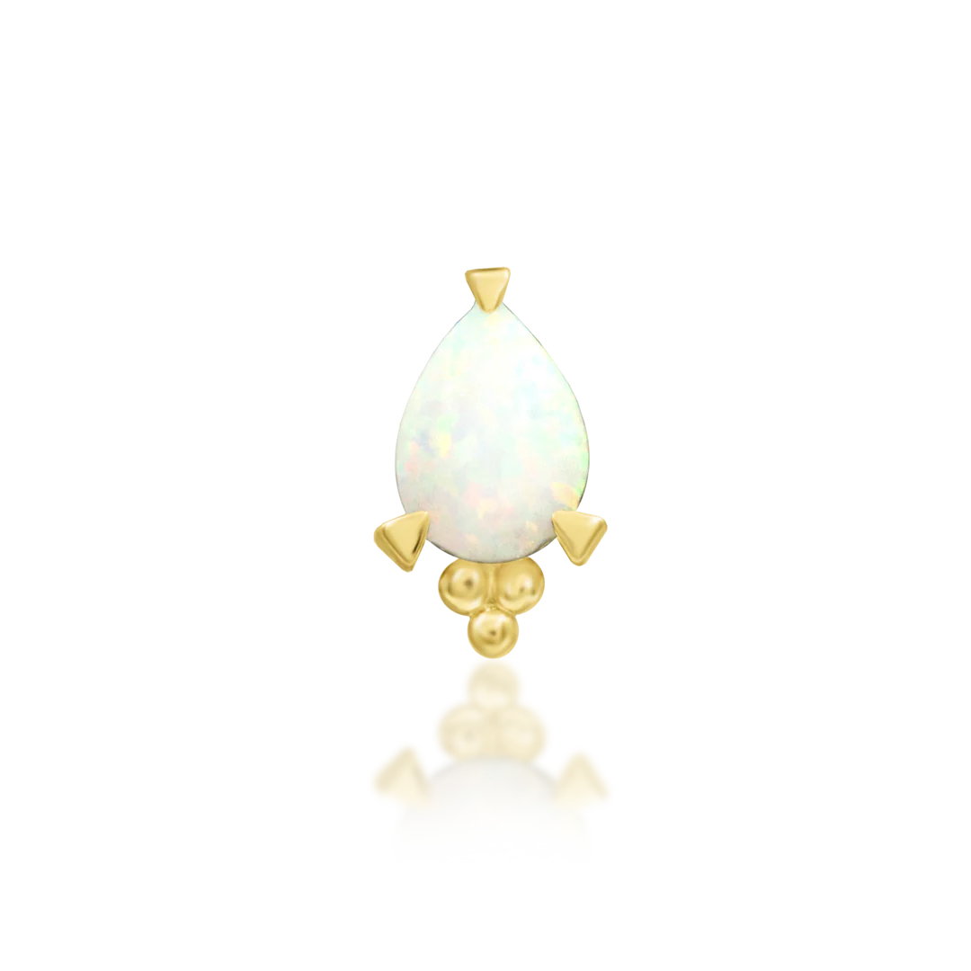 Artemis – Opal Pear Beaded – 14K Gold Threadless End