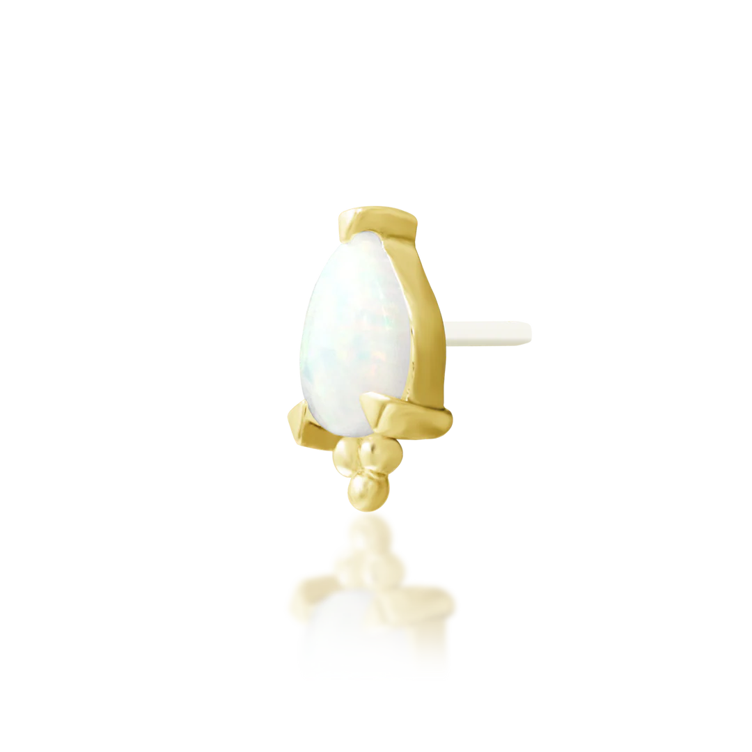 Artemis – Opal Pear Beaded – 14K Gold Threadless End