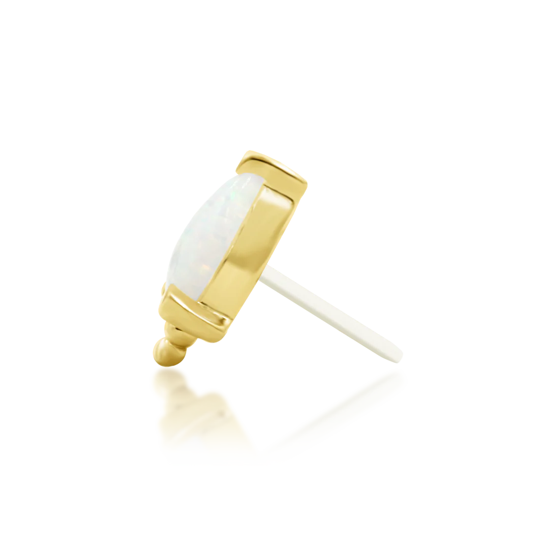 Artemis – Opal Pear Beaded – 14K Gold Threadless End