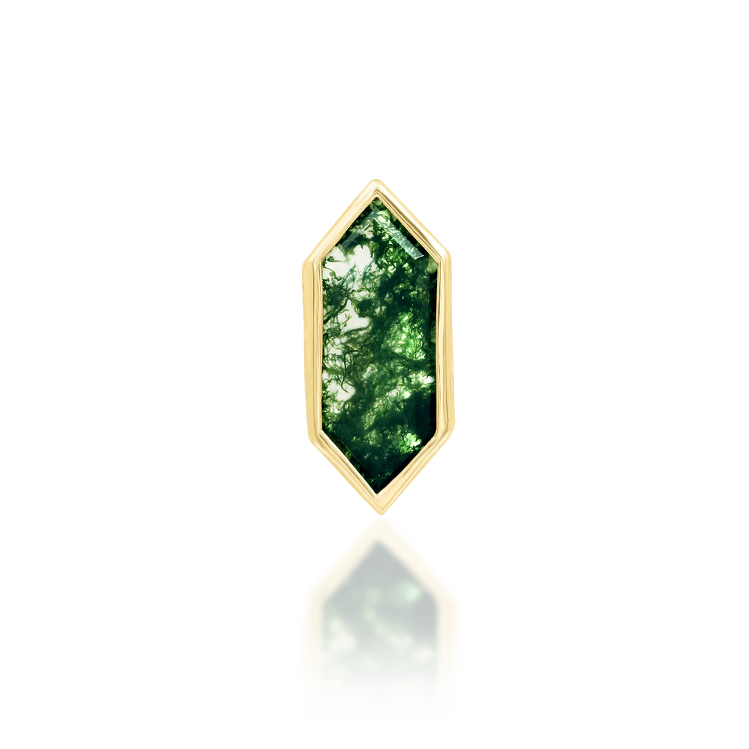 Aurelia – 14K Gold Moss Agate Threadless End