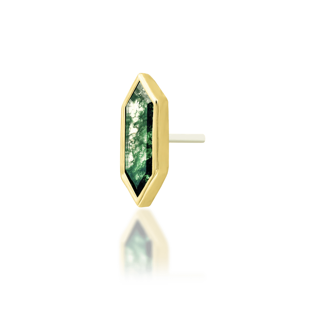 Aurelia – 14K Gold Moss Agate Threadless End