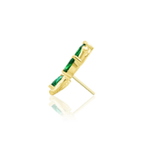 Detail View of Prong-Set Green CZs in Bamboo Blossom Design