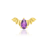 BAT WITH AMETHYST CZ 14K GOLD - THREADLESS END piercing-zone.com