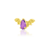 BAT WITH AMETHYST CZ 14K GOLD - THREADLESS END piercing-zone.com