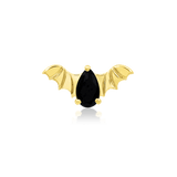 BAT WITH BLACK CZ 14K GOLD - THREADLESS END piercing-zone.com