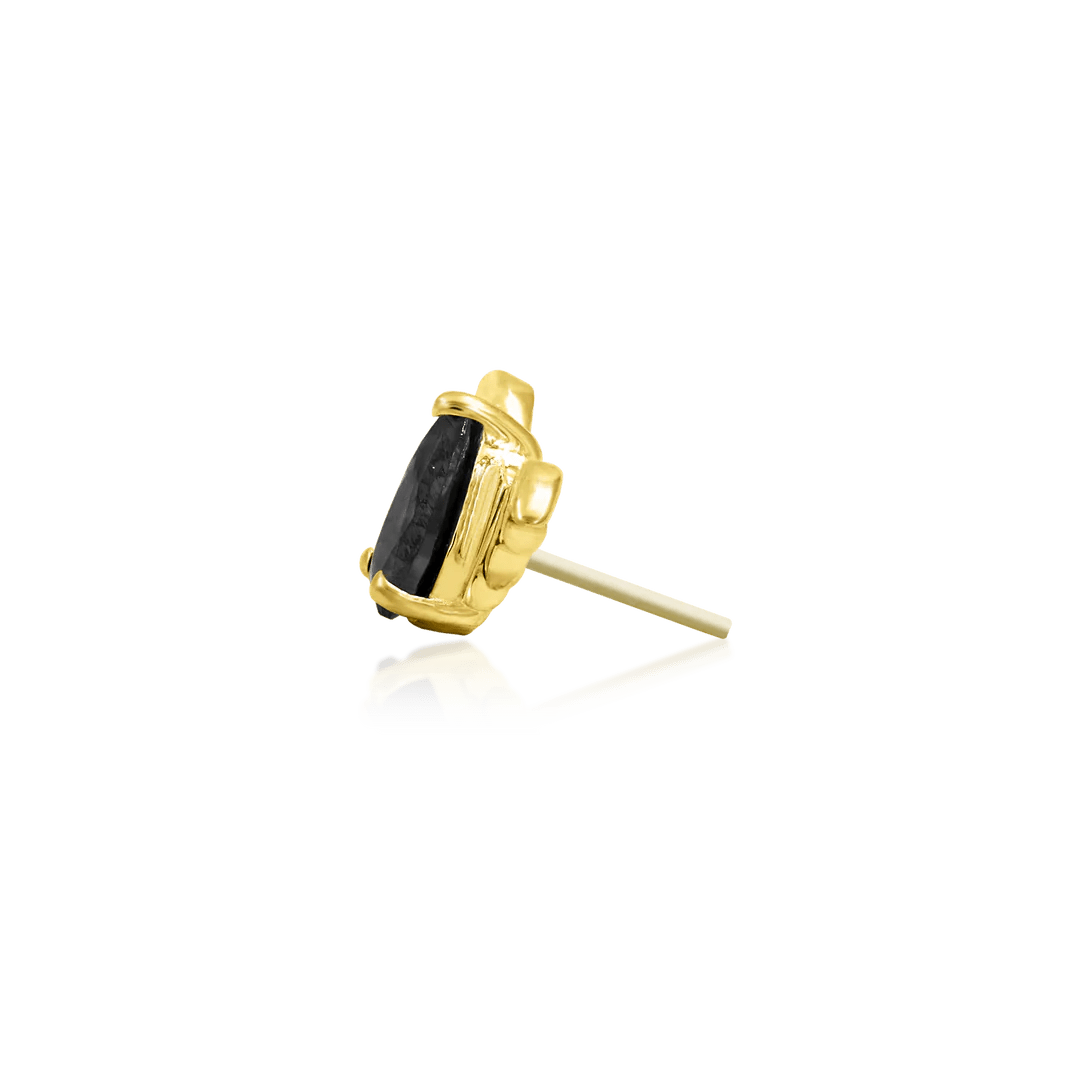 BAT WITH BLACK CZ 14K GOLD - THREADLESS END piercing-zone.com