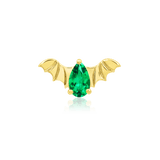 BAT WITH EMERALD CZ 14K GOLD - THREADLESS END piercing-zone.com