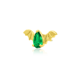 BAT WITH EMERALD CZ 14K GOLD - THREADLESS END piercing-zone.com